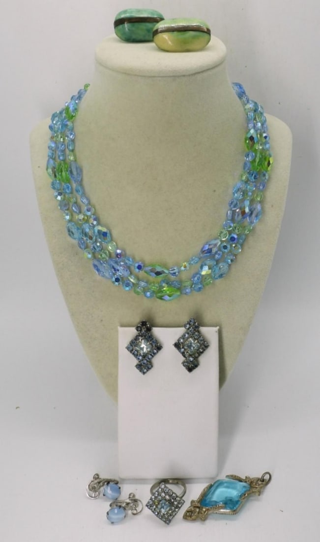 VTG BLUE GREEN GEMSTONE LOT: VTG BLUE GREEN GEMSTONE LOT