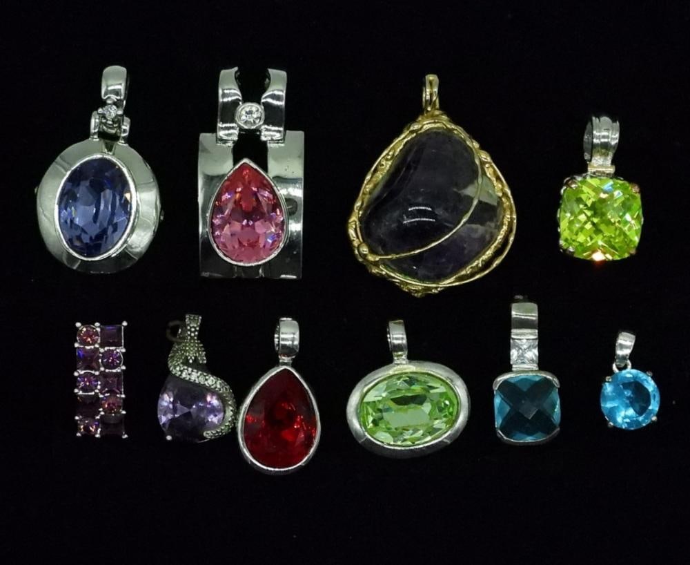(10) GEMSTONE PENDANTS: (10) GEMSTONE PENDANTS