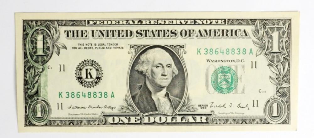 1988 $1 FRN OVER PRINT ERROR AU: 1988 $1 FRN OVER PRINT ERROR AU