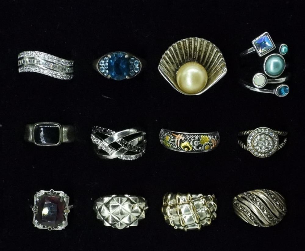 (12) GEMSTONE FASHION LADIES RINGS: (12) GEMSTONE FASHION LADIES RINGS