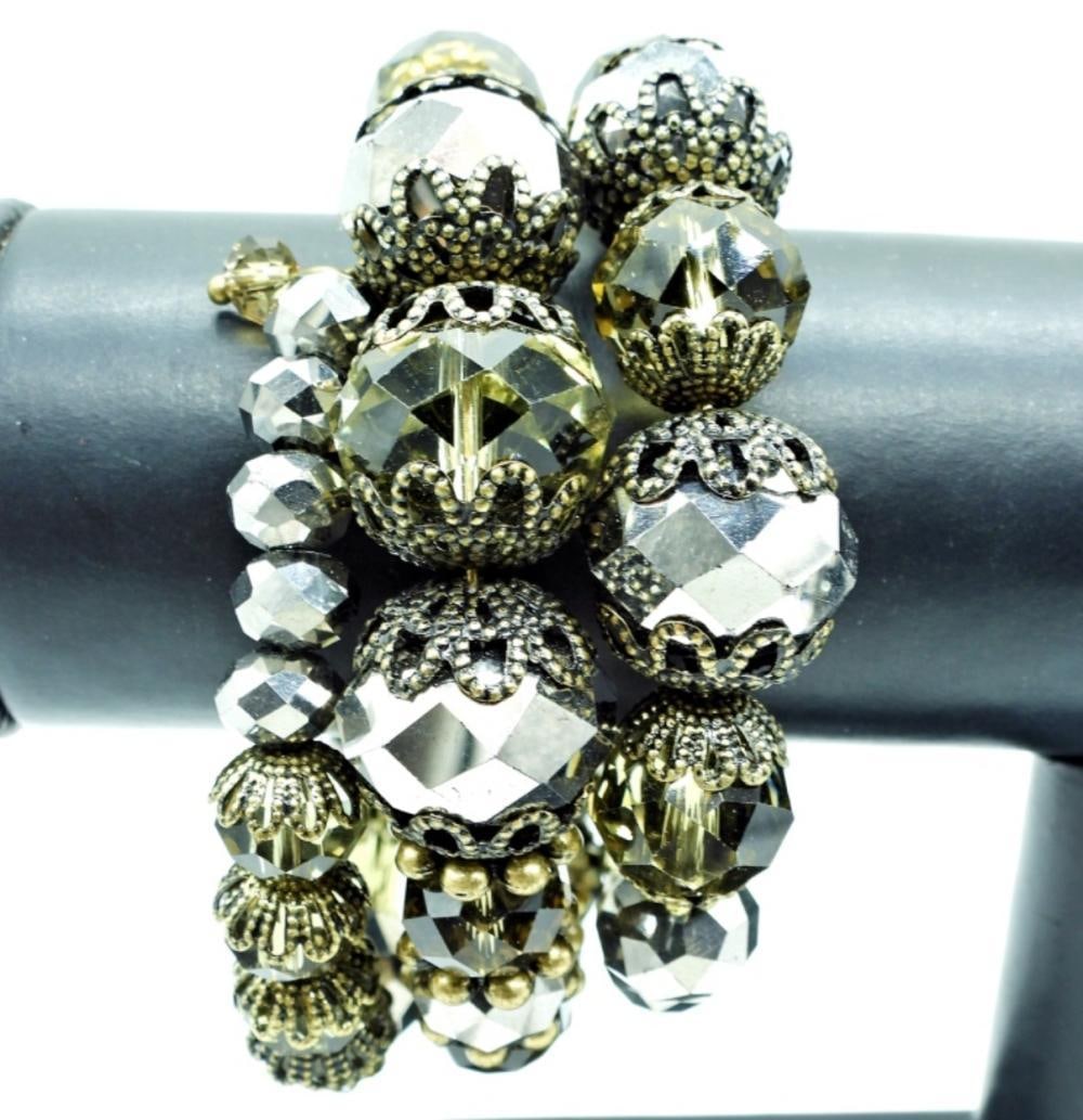 4 RHINESTONE BEADED BRACELETS - 2