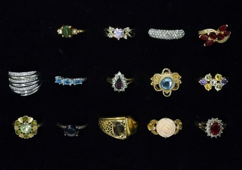 (14) FASHION GEMSTONE LADIES RINGS: (14) FASHION GEMSTONE LADIES RINGS