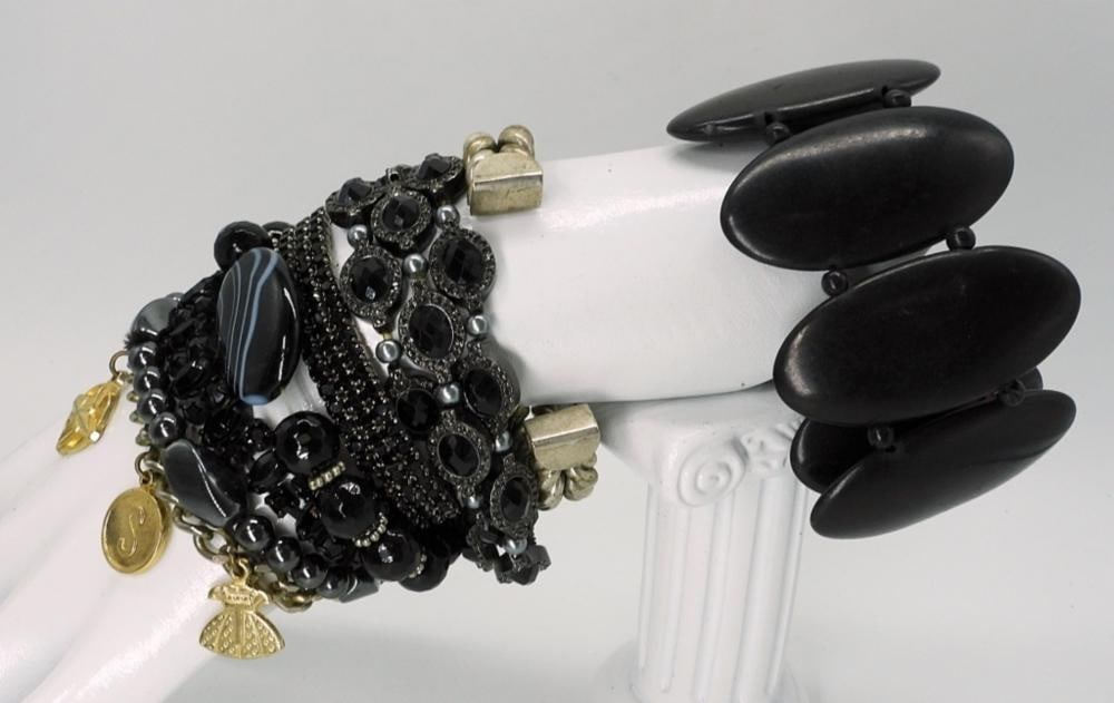 (10) BLACK / SILVERTONE BRACELETS - 3