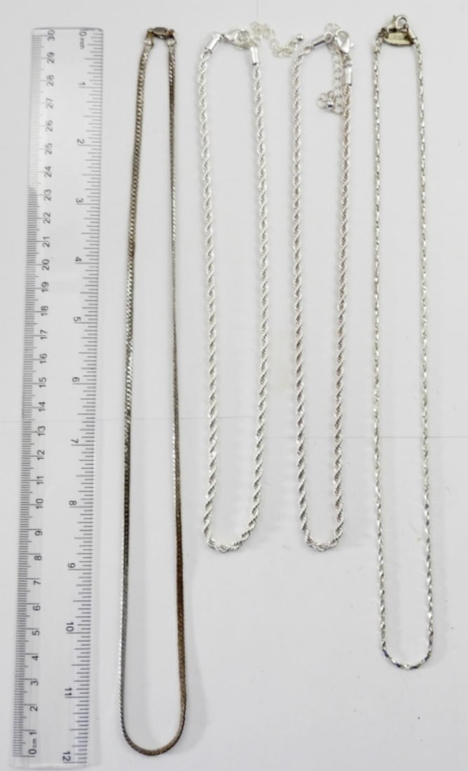 (4) CLASSIC SILVER TONE CHAINS - 2