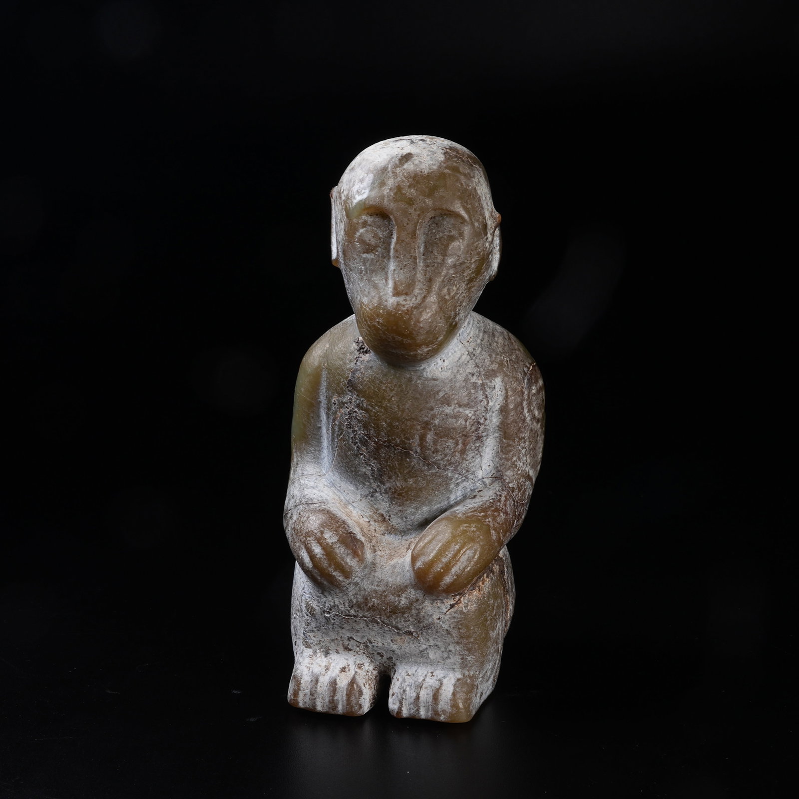 A ARCHAIC JADE APE ORNAMENT: Archaic Jade Ape Ornament