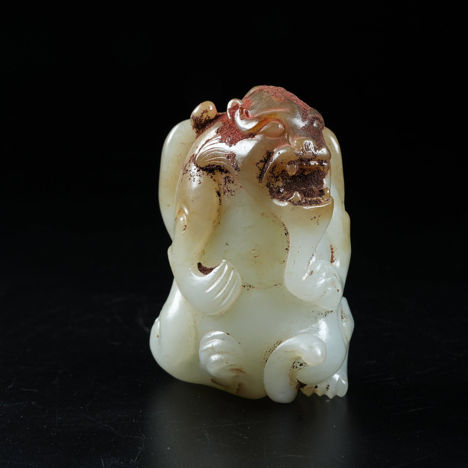 A ANCIENT JADE DIVINE BEAST ORNAMENT: Ancient Jade Divine Beast Ornament