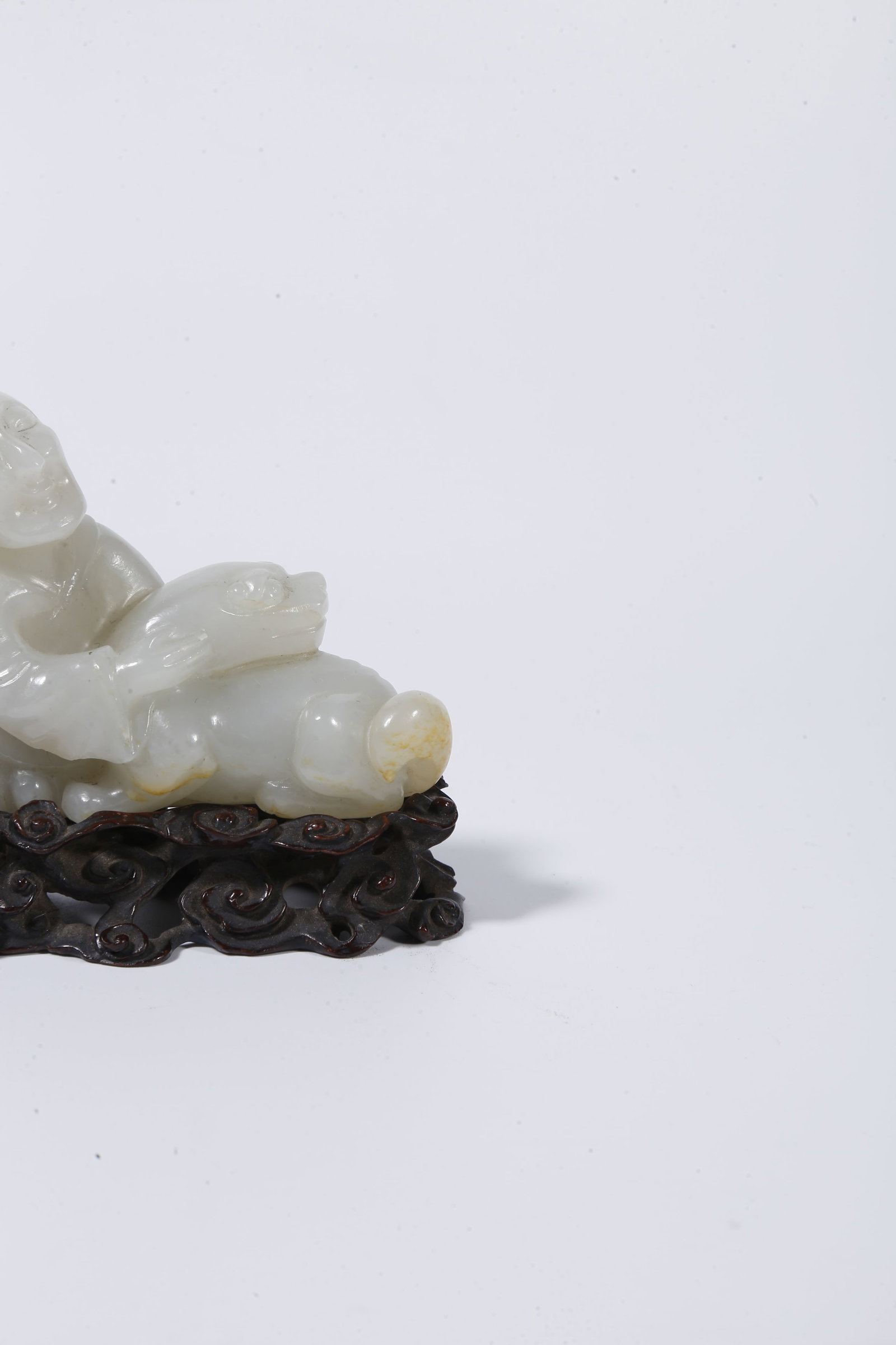 A HETIAN JADE CARVED ARHAT STATUE - 3