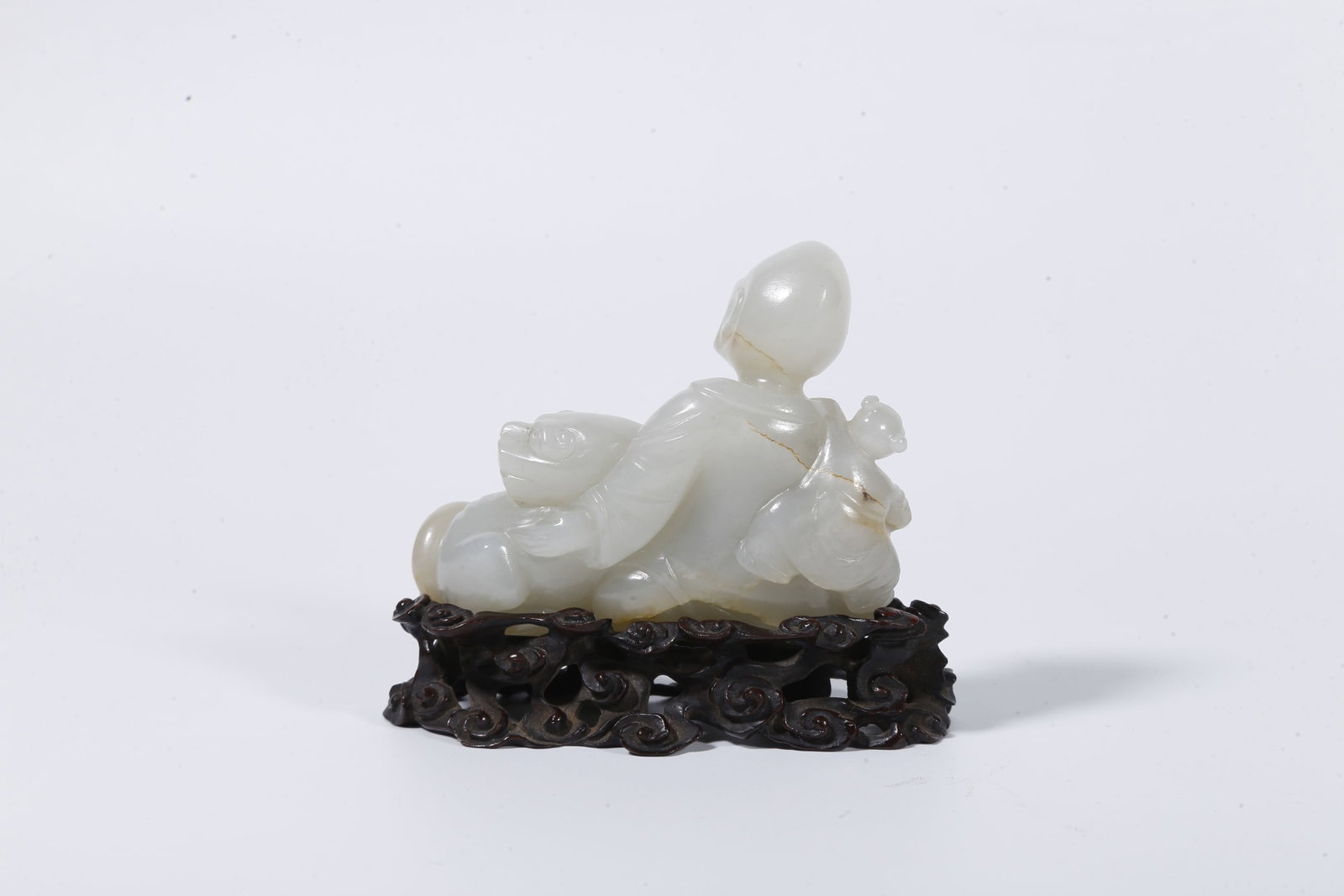 A HETIAN JADE CARVED ARHAT STATUE - 5