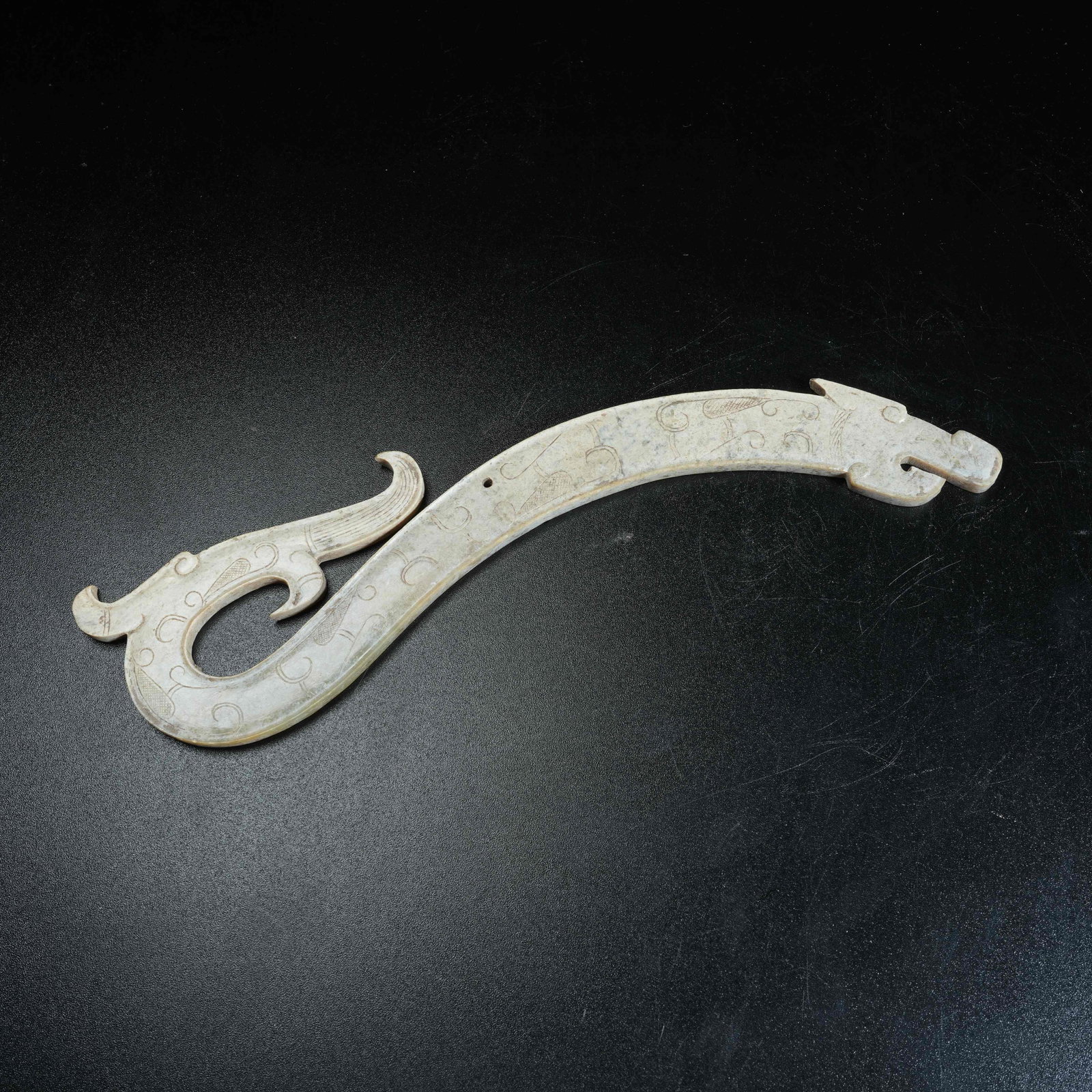A ANCIENT JADE DRAGON CHANNEL ORNAMENT (1 of 9)