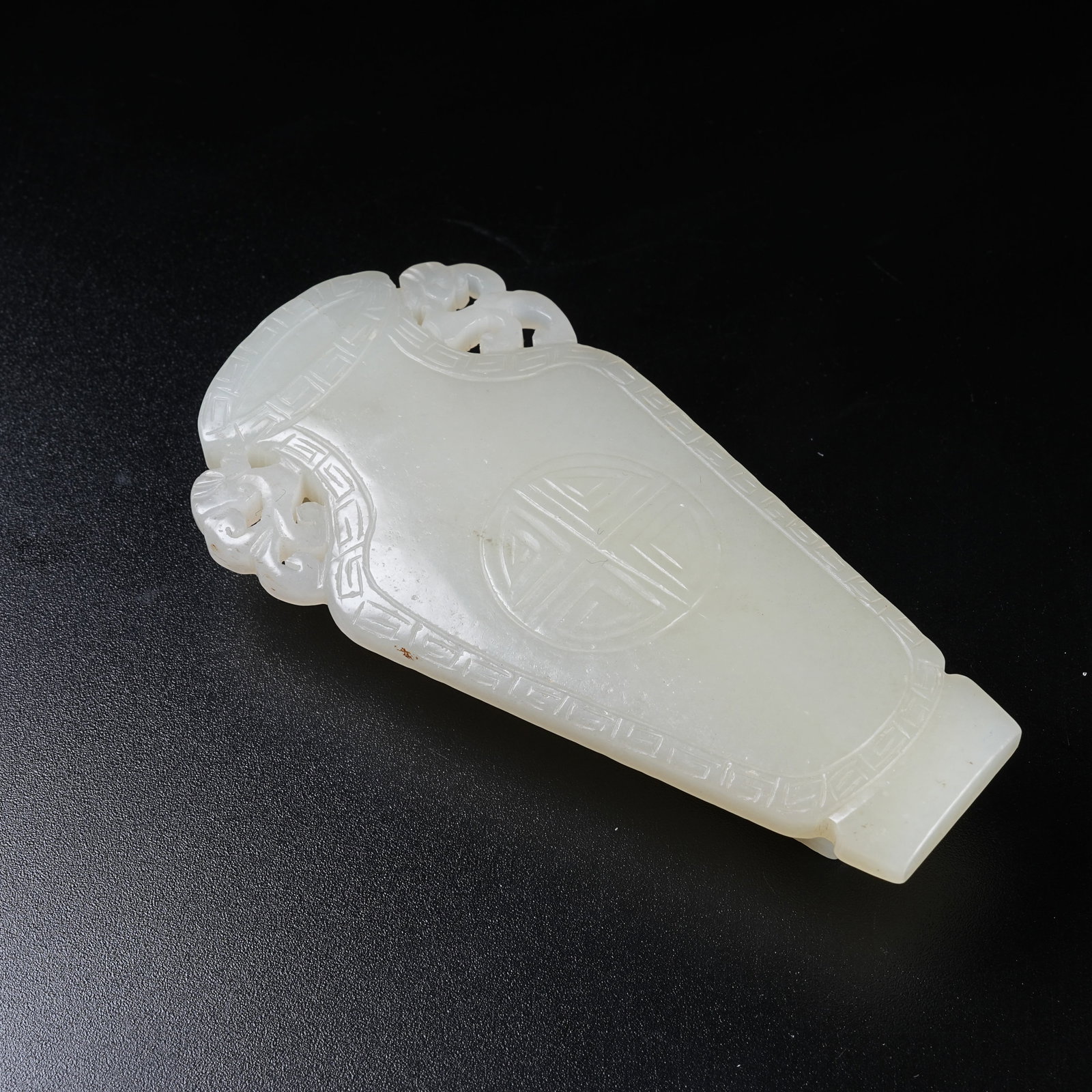 A ARCHAIC JADE BELT ORNAMENT: Archaic Jade Belt Ornament