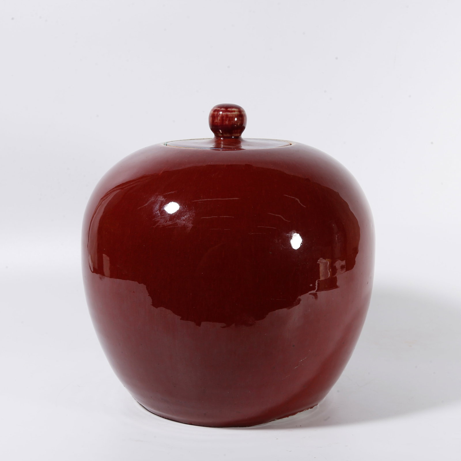 A COVERED JAR WITH FLAMBE GLAZE (1 of 9)