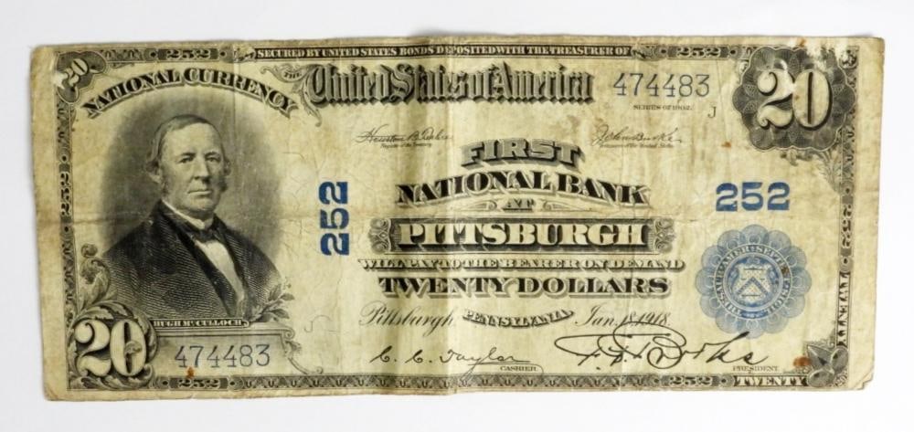 1902 US $20 NATIONAL CURRENCY PITTSBURGH: 1902 US $20 NATIONAL CURRENCY PITTSBURGH