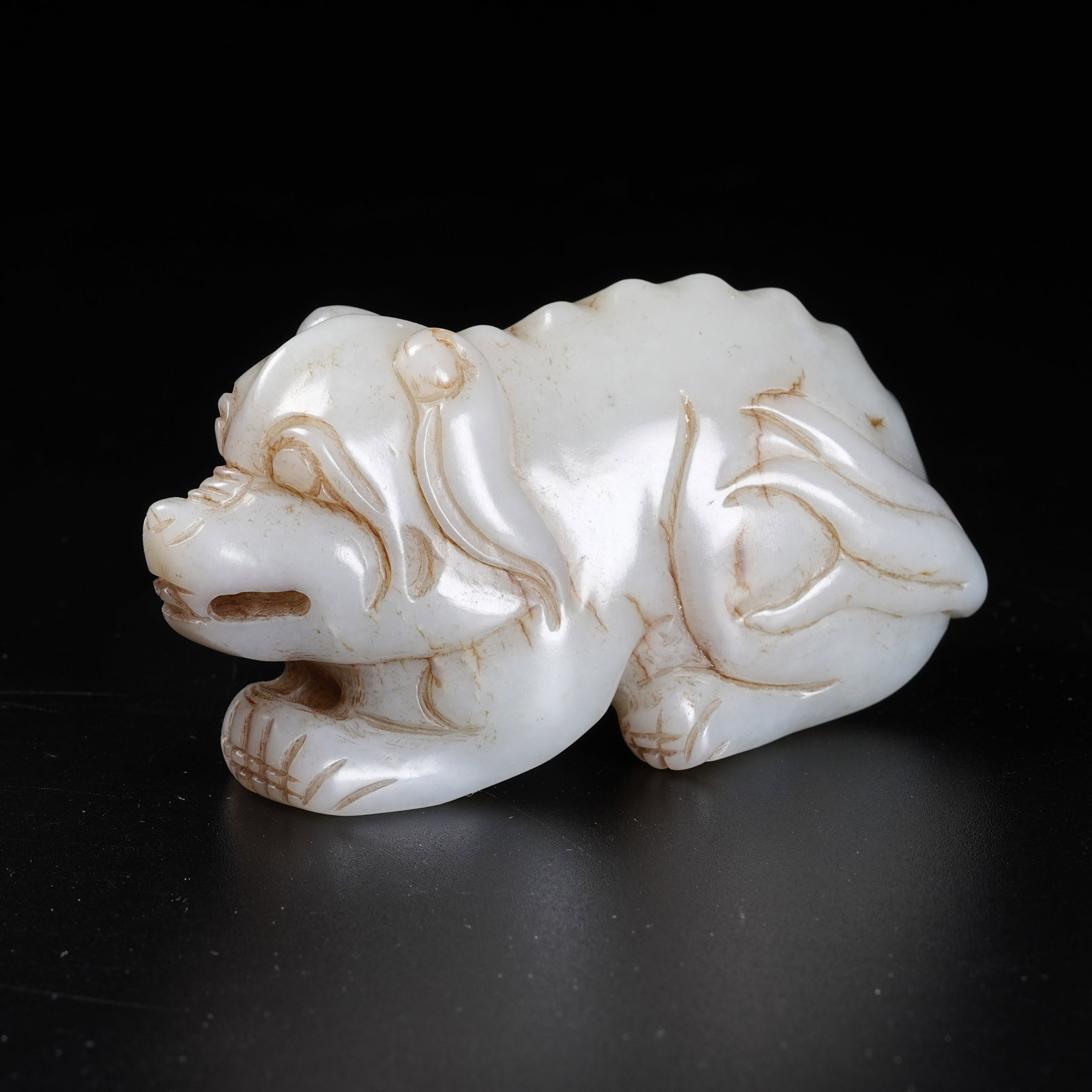A HETIAN JADE SPIRIT DOG HANDHELD ORNAMENT (1 of 8)