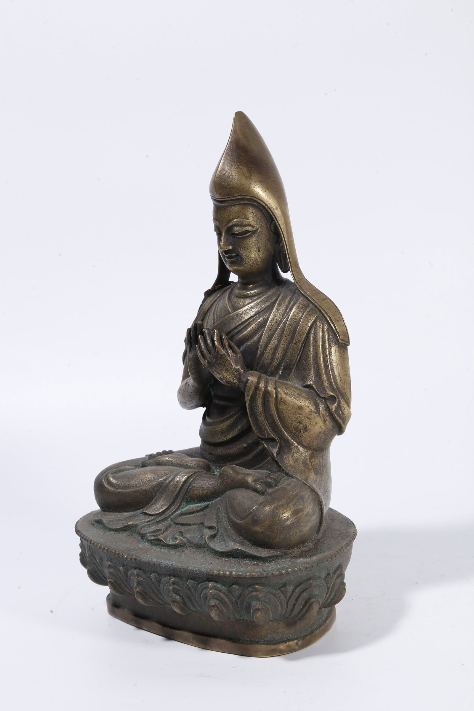 A BRONZE LAMA MASTER STATUE - 4