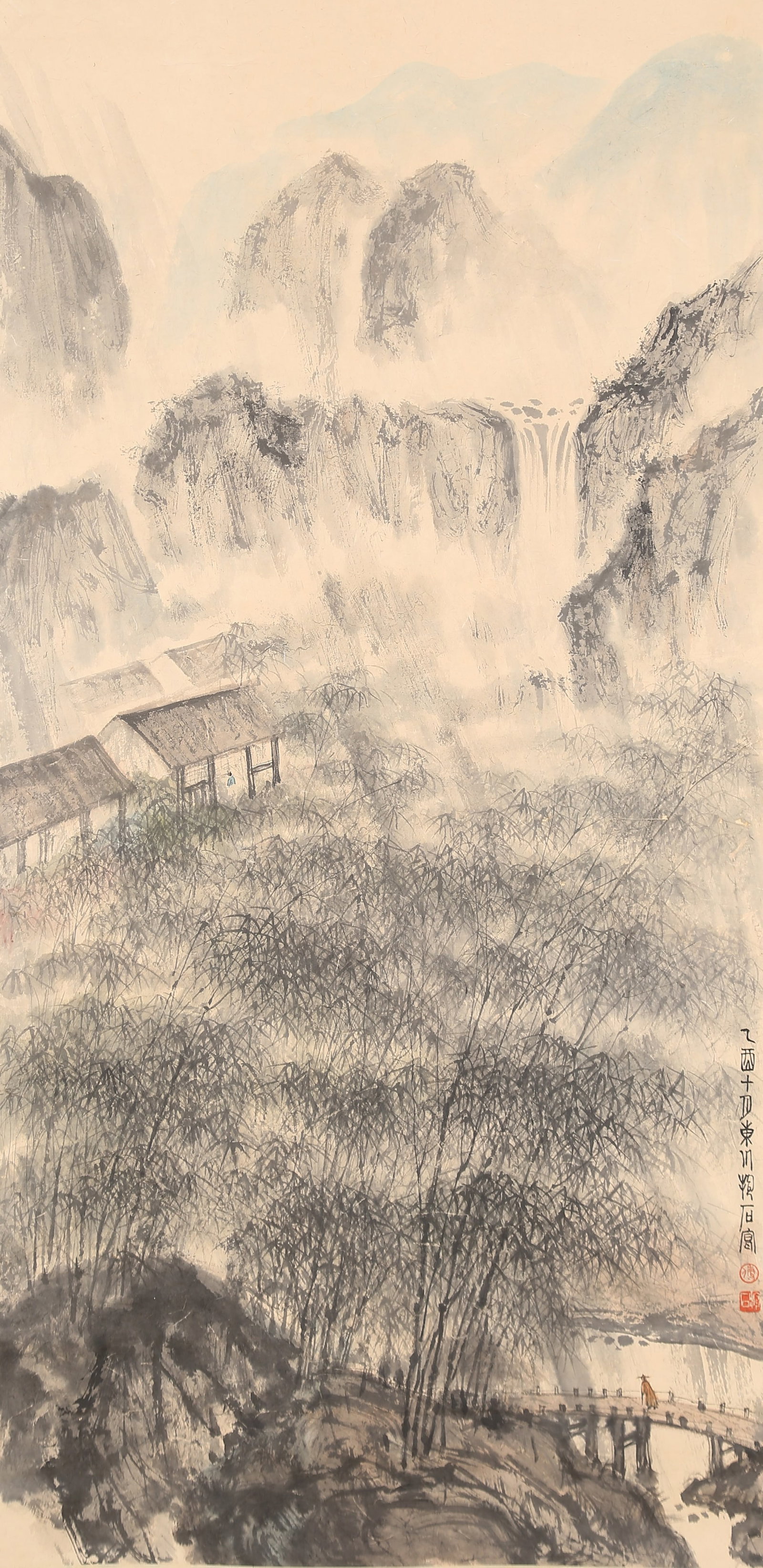 A LANDSCAPE PAINTING ON PAPER BY FU BAOSHI.傅抱石 (1 of 10)