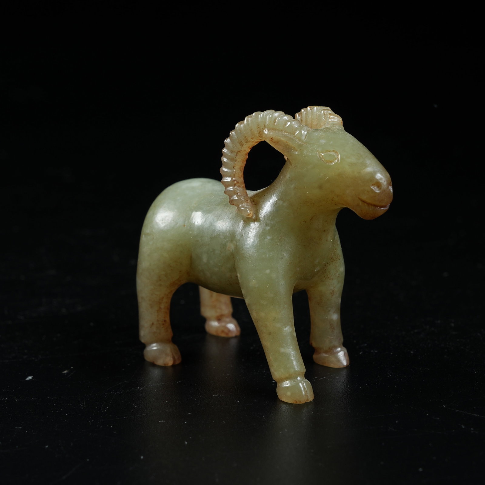 A ANCIENT JADE GOAT ORNAMENT: Ancient Jade Goat Ornament