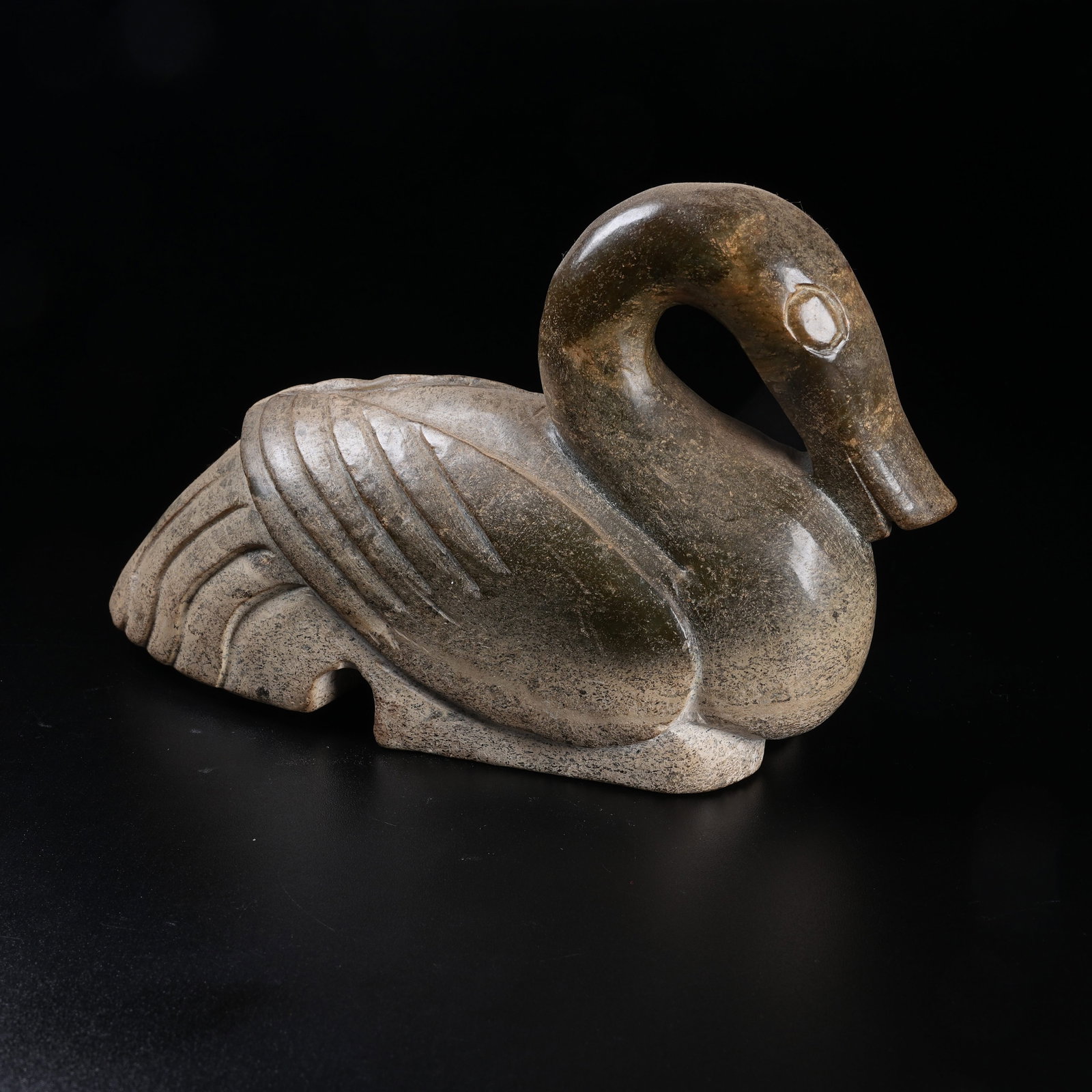A ARCHAIC JADE TREASURE GOOSE ORNAMENT: Archaic Jade Treasure Goose Ornament