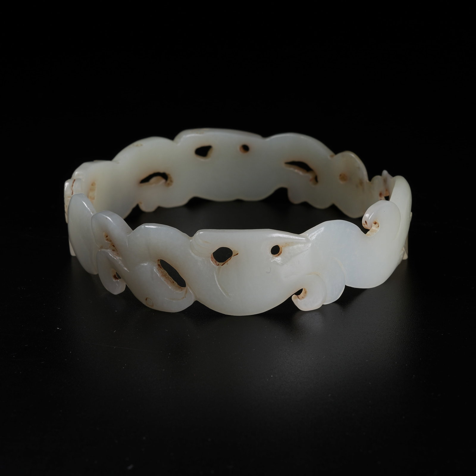 A ARCHAIC JADE BANGLE WITH BEAST PATTERN - 2