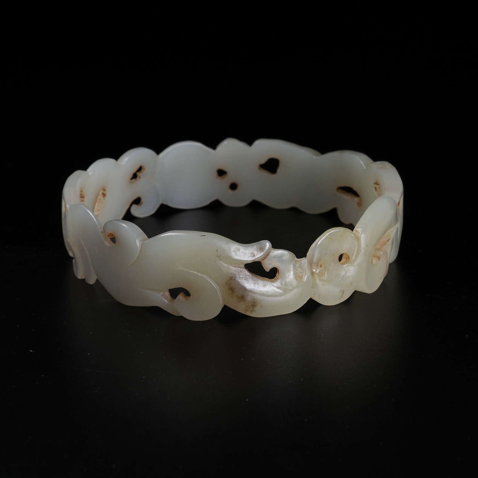 A ARCHAIC JADE BANGLE WITH BEAST PATTERN - 3