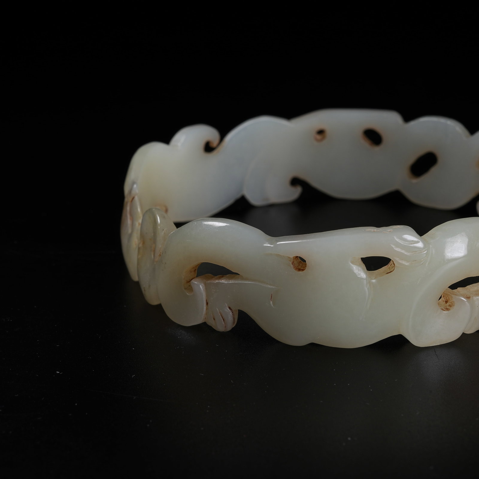 A ARCHAIC JADE BANGLE WITH BEAST PATTERN - 5