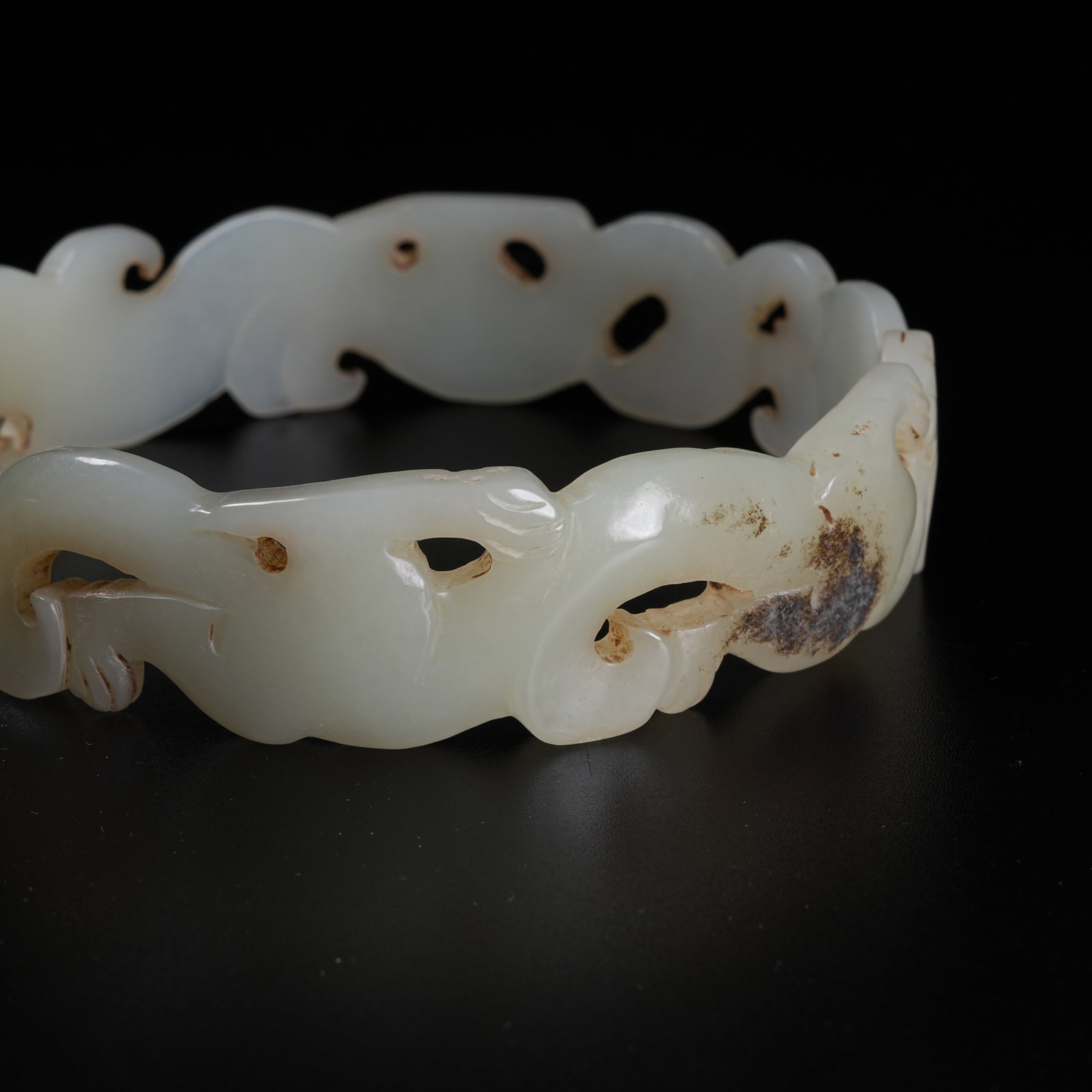 A ARCHAIC JADE BANGLE WITH BEAST PATTERN - 6