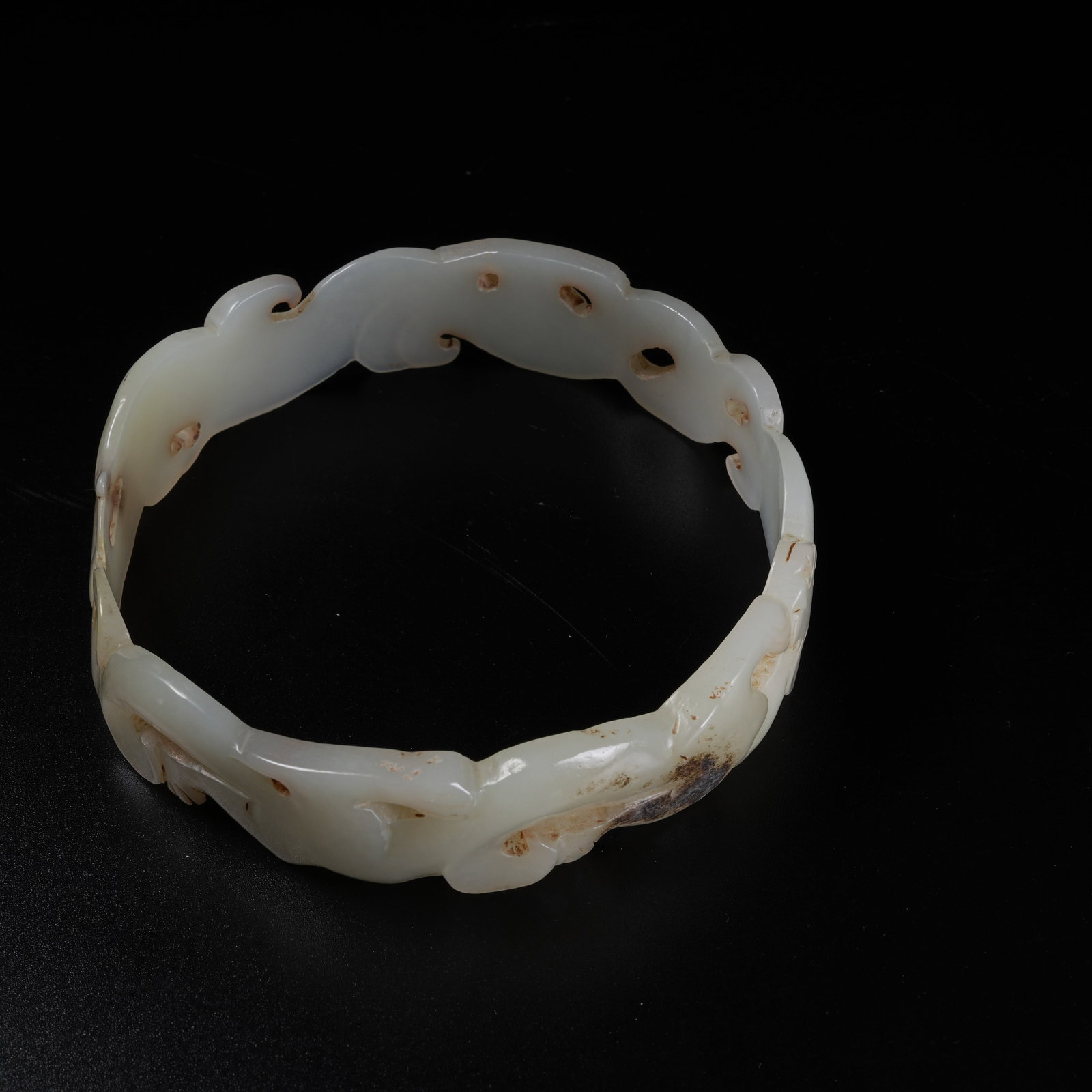 A ARCHAIC JADE BANGLE WITH BEAST PATTERN - 8
