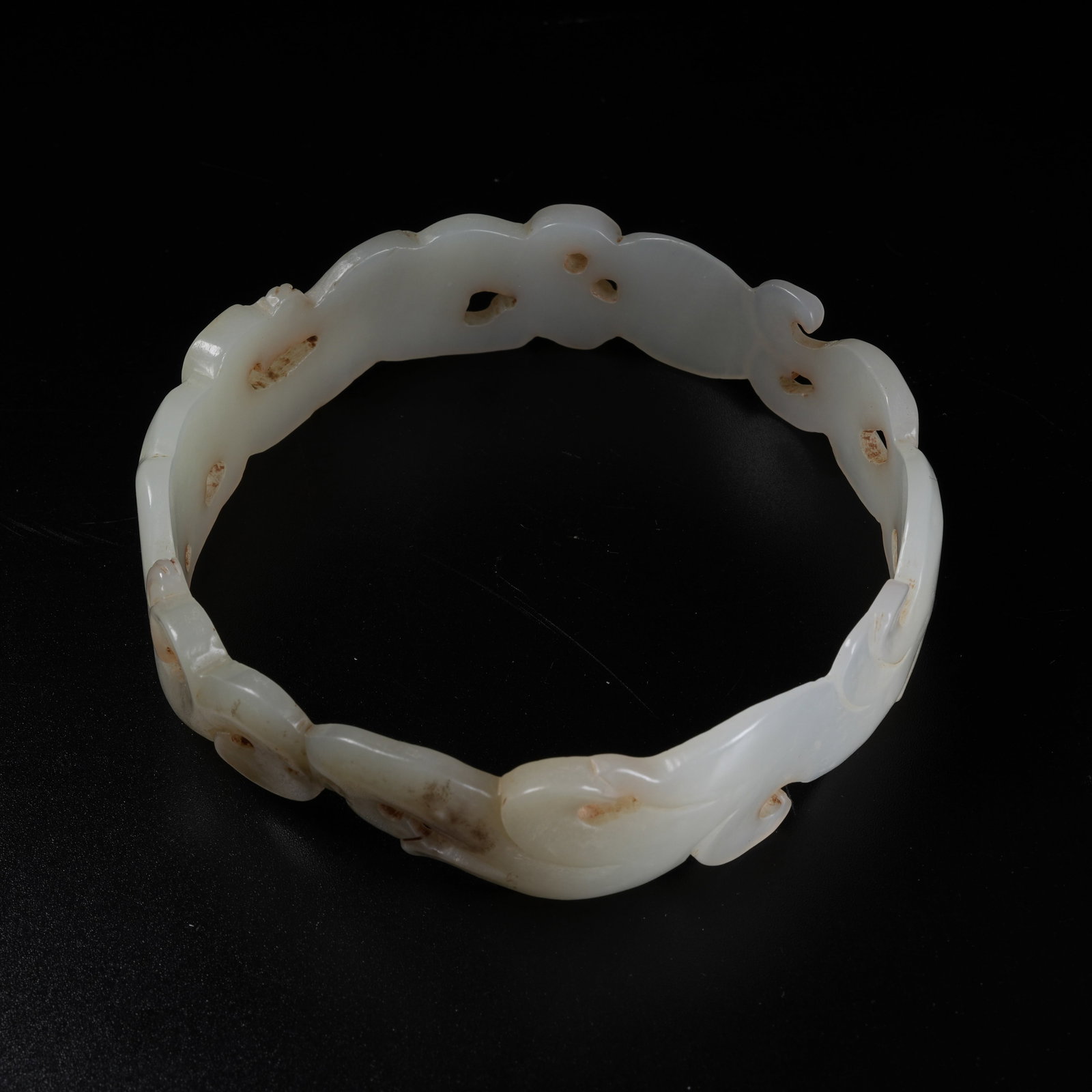 A ARCHAIC JADE BANGLE WITH BEAST PATTERN - 9