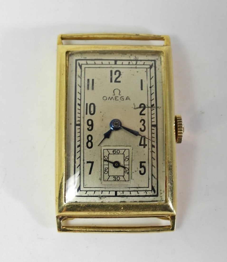 VINTAGE RECTANGLE OMEGA-14KT GOLD: VINTAGE RECTANGLE OMEGA-14KT GOLD