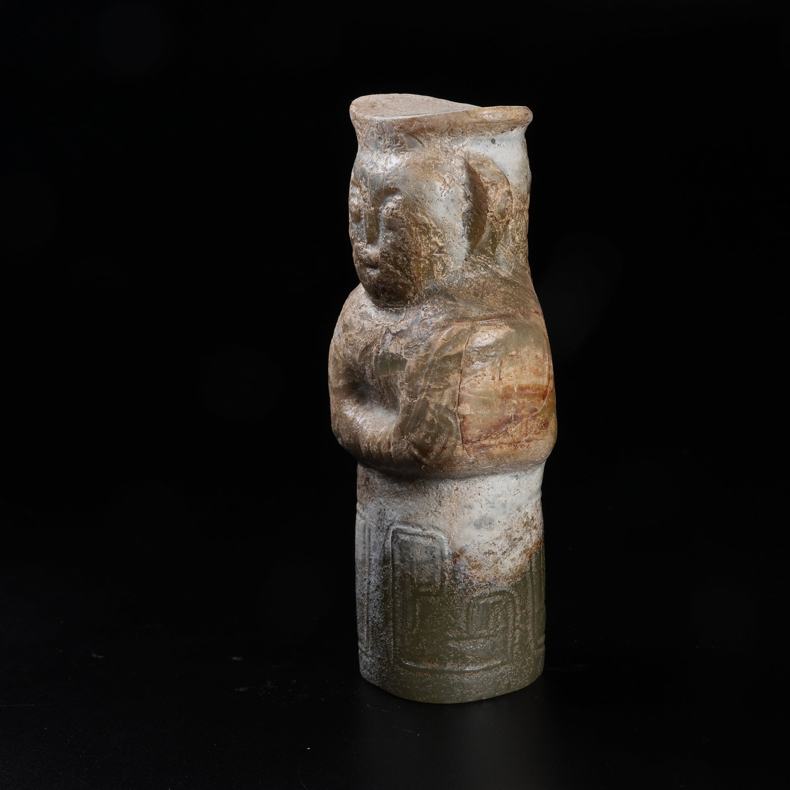 A STANDING ARCHAIC JADE DEITY STATUE - 6