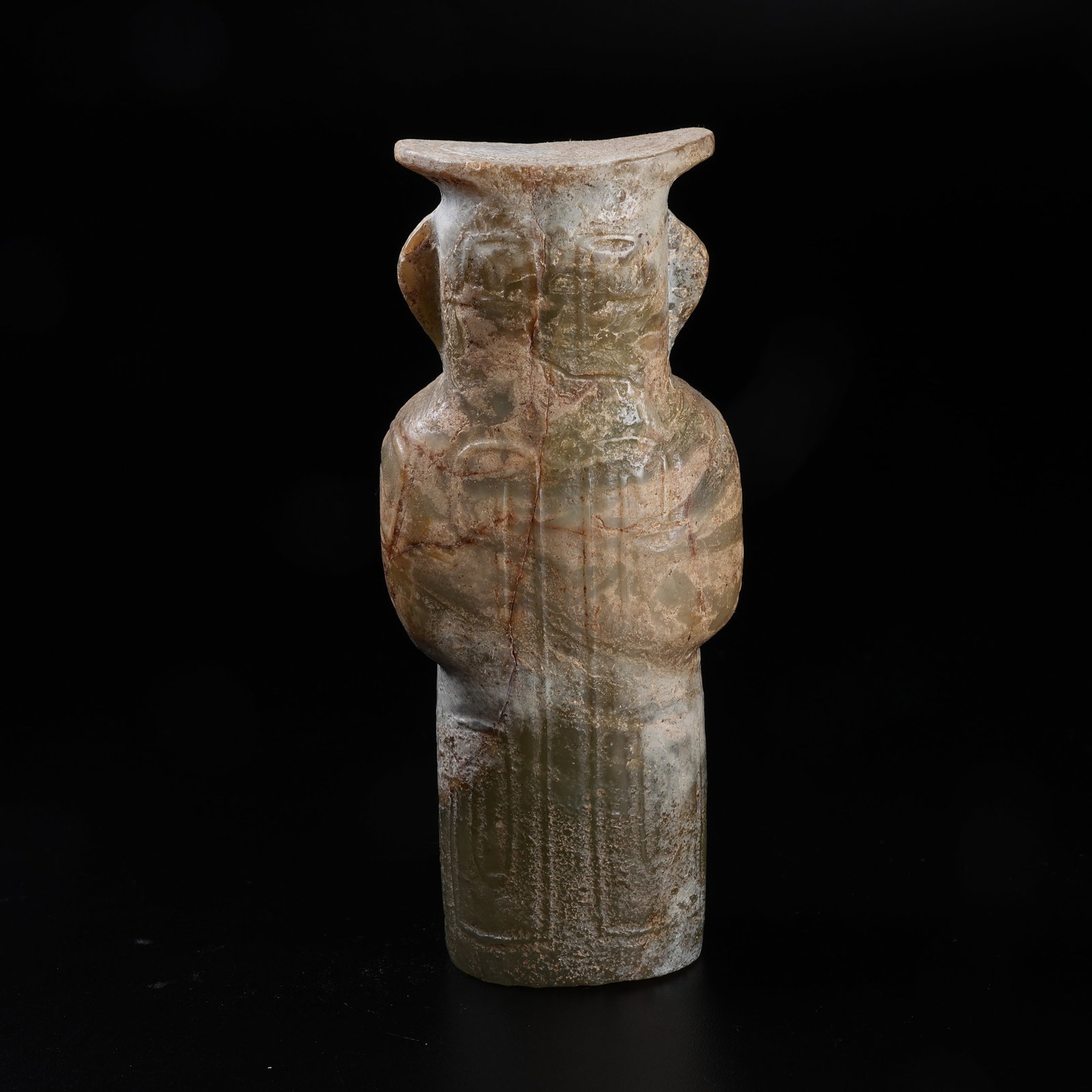 A STANDING ARCHAIC JADE DEITY STATUE - 7