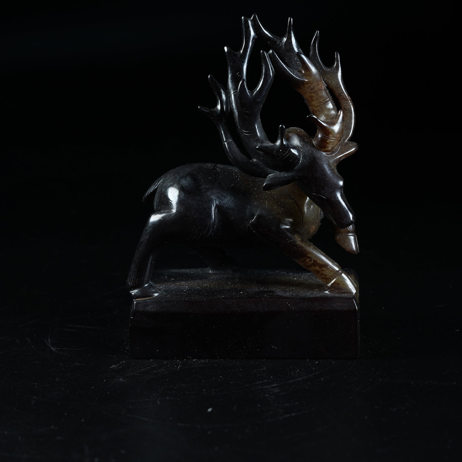 A ANCIENT JADE SEAL WITH DEER KNOB: Ancient Jade Seal with Deer Knob