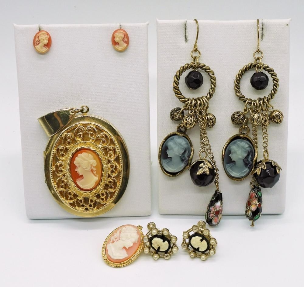 VINTAGE CAMEO EARRINGS & PENDANTS: VINTAGE CAMEO EARRINGS & PENDANTS