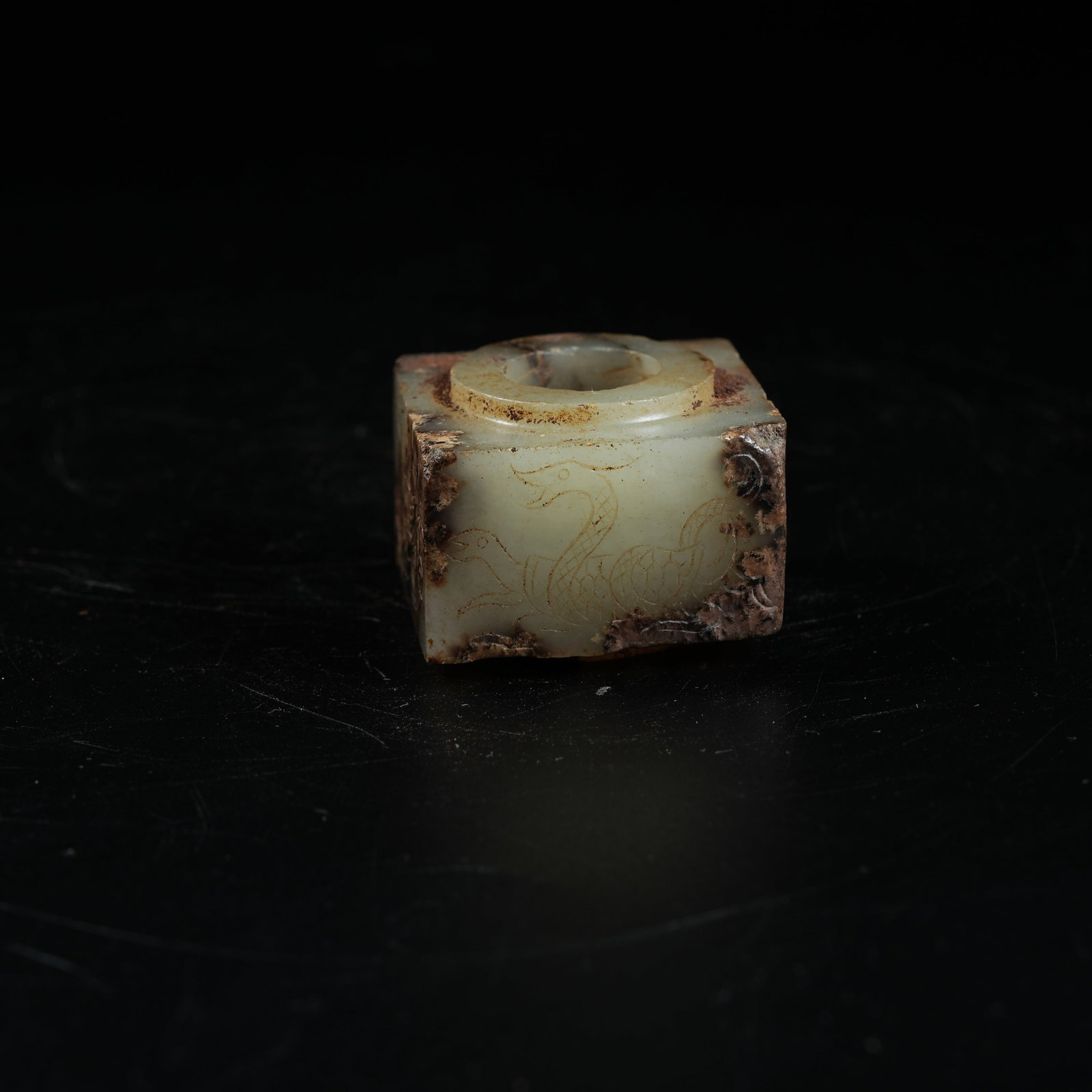 A ANCIENT JADE CONG WITH PHOENIX PATTERN - 4