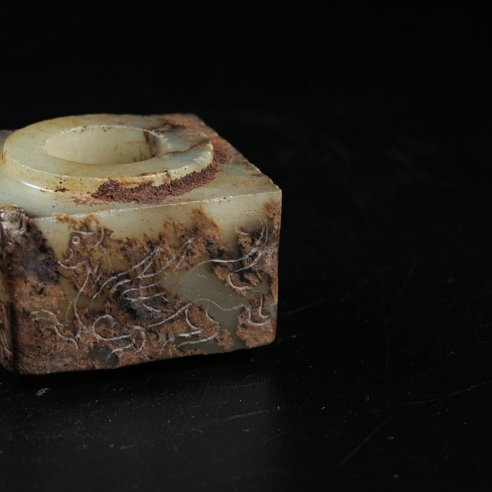 A ANCIENT JADE CONG WITH PHOENIX PATTERN - 6
