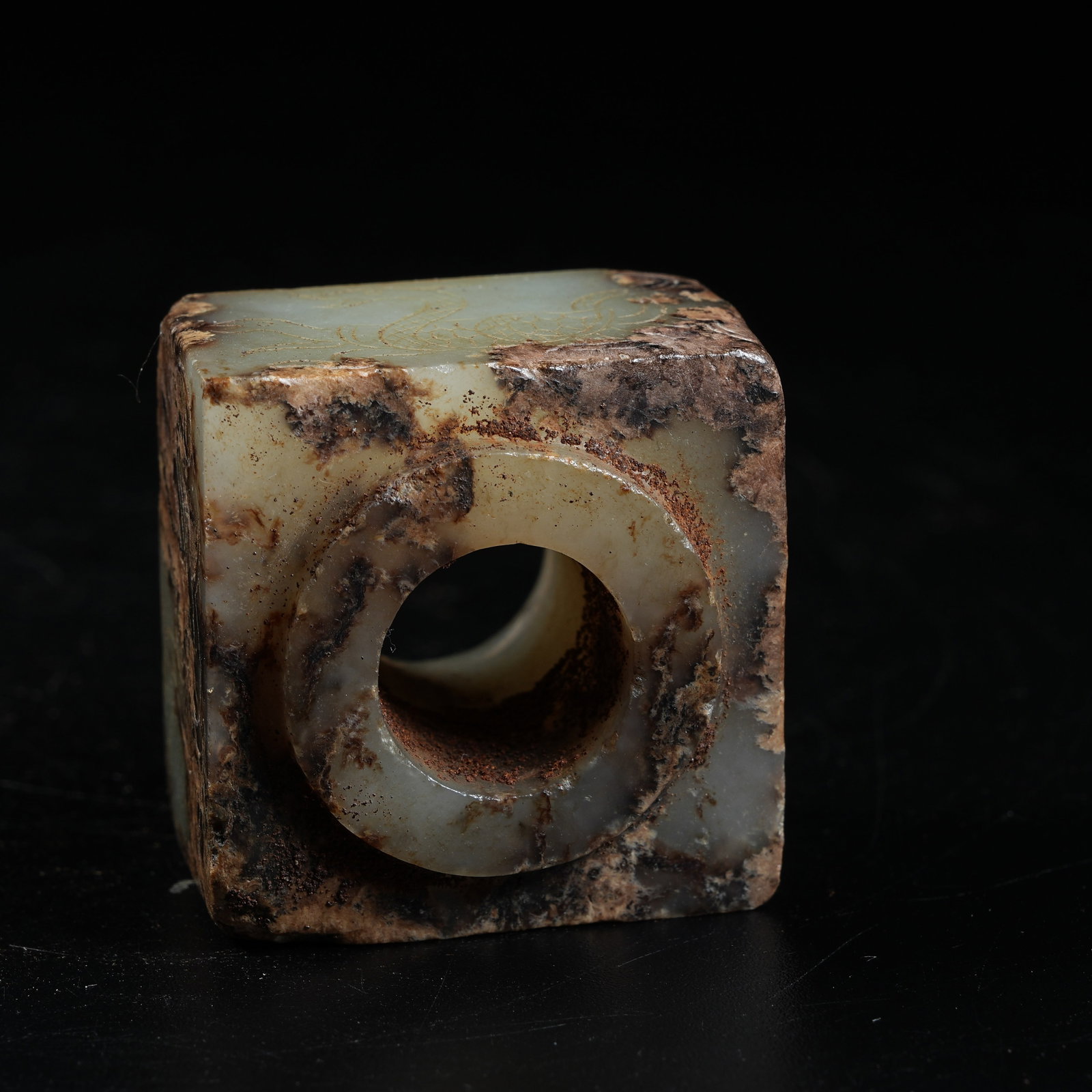 A ANCIENT JADE CONG WITH PHOENIX PATTERN - 9