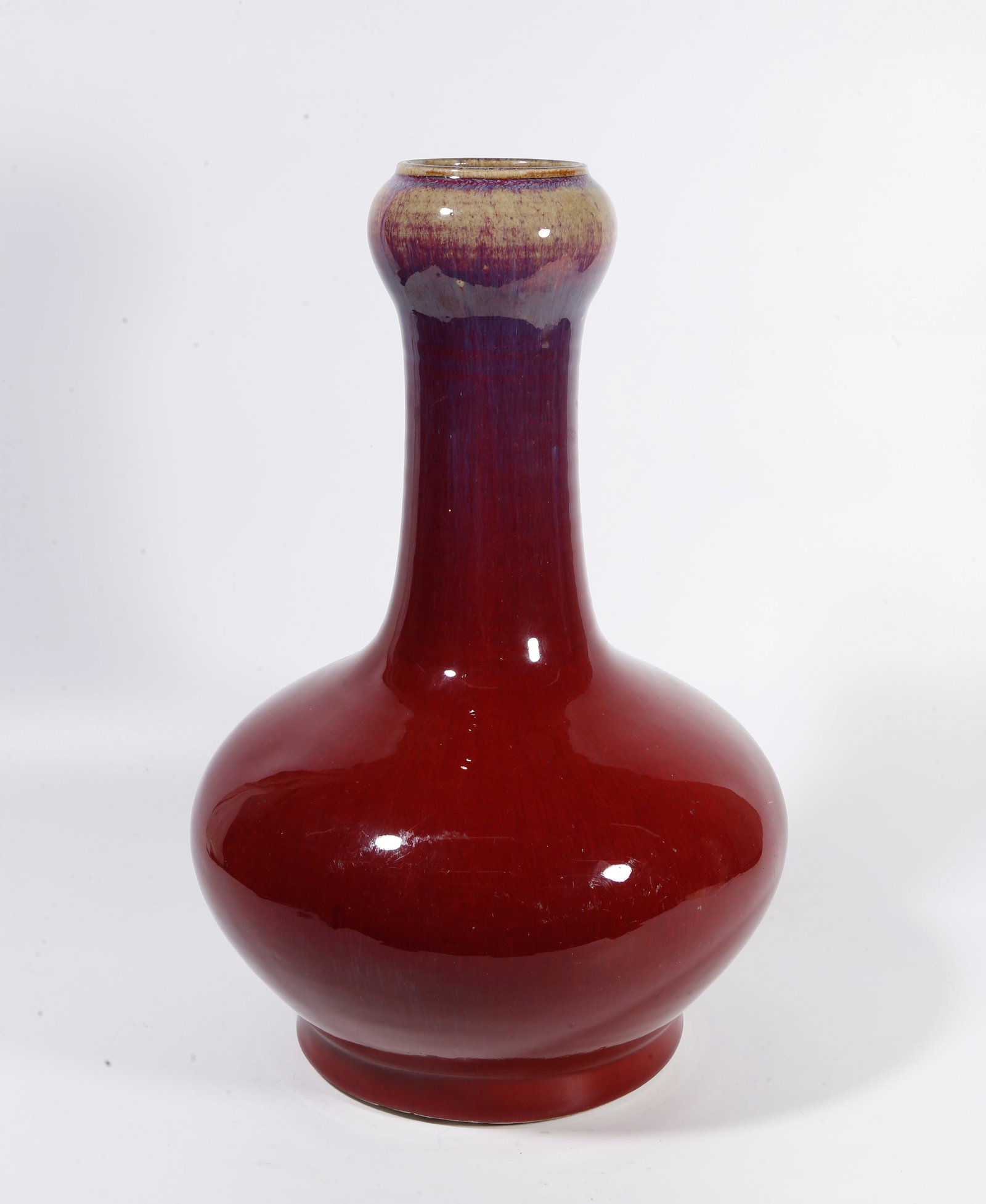 A GARLIC?HEAD VASE WITH FLAMBE GLAZE: Garlic?head vase with flambe glaze