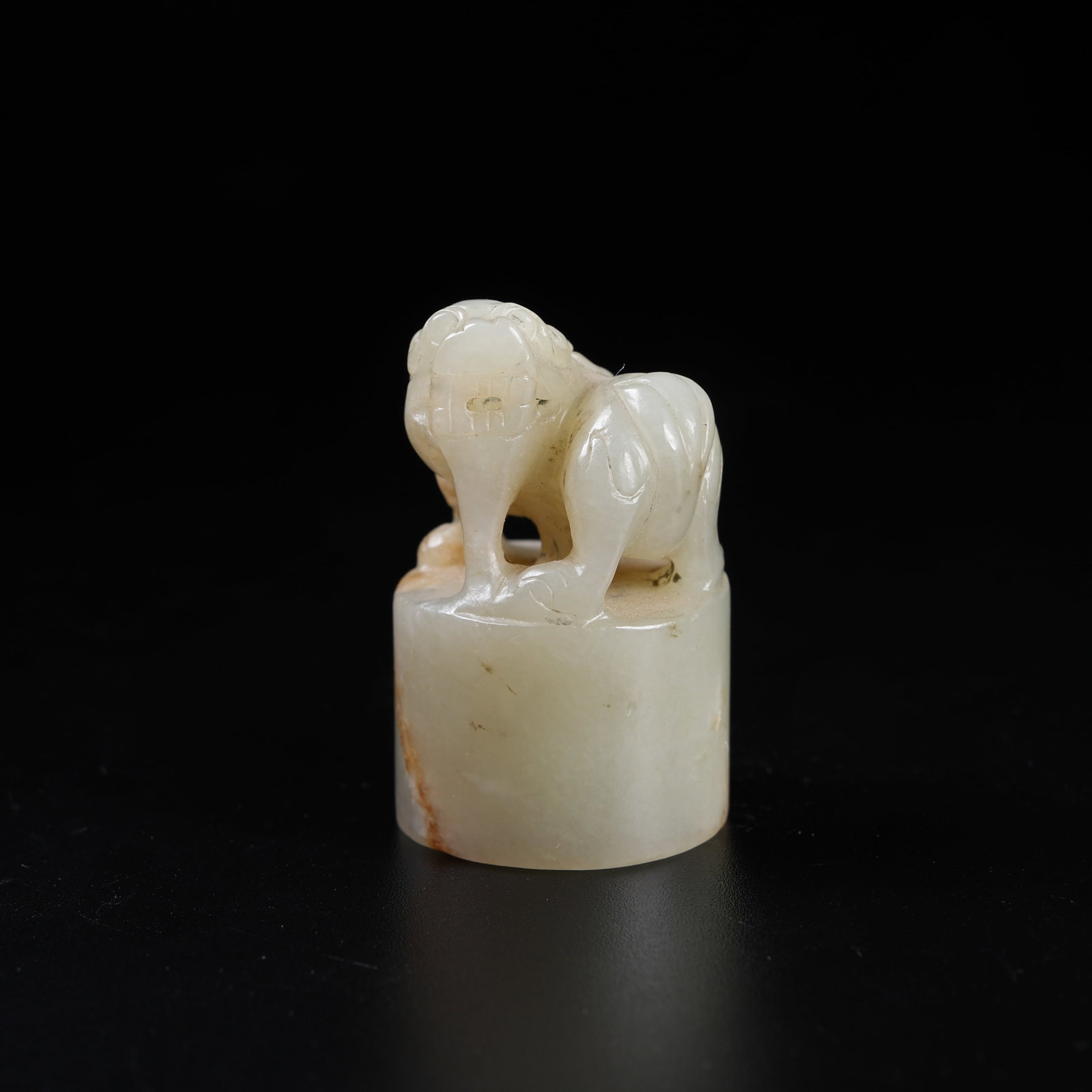 A HETIAN JADE SEAL WITH BEAST KNOB: Hetian Jade Seal with Beast Knob