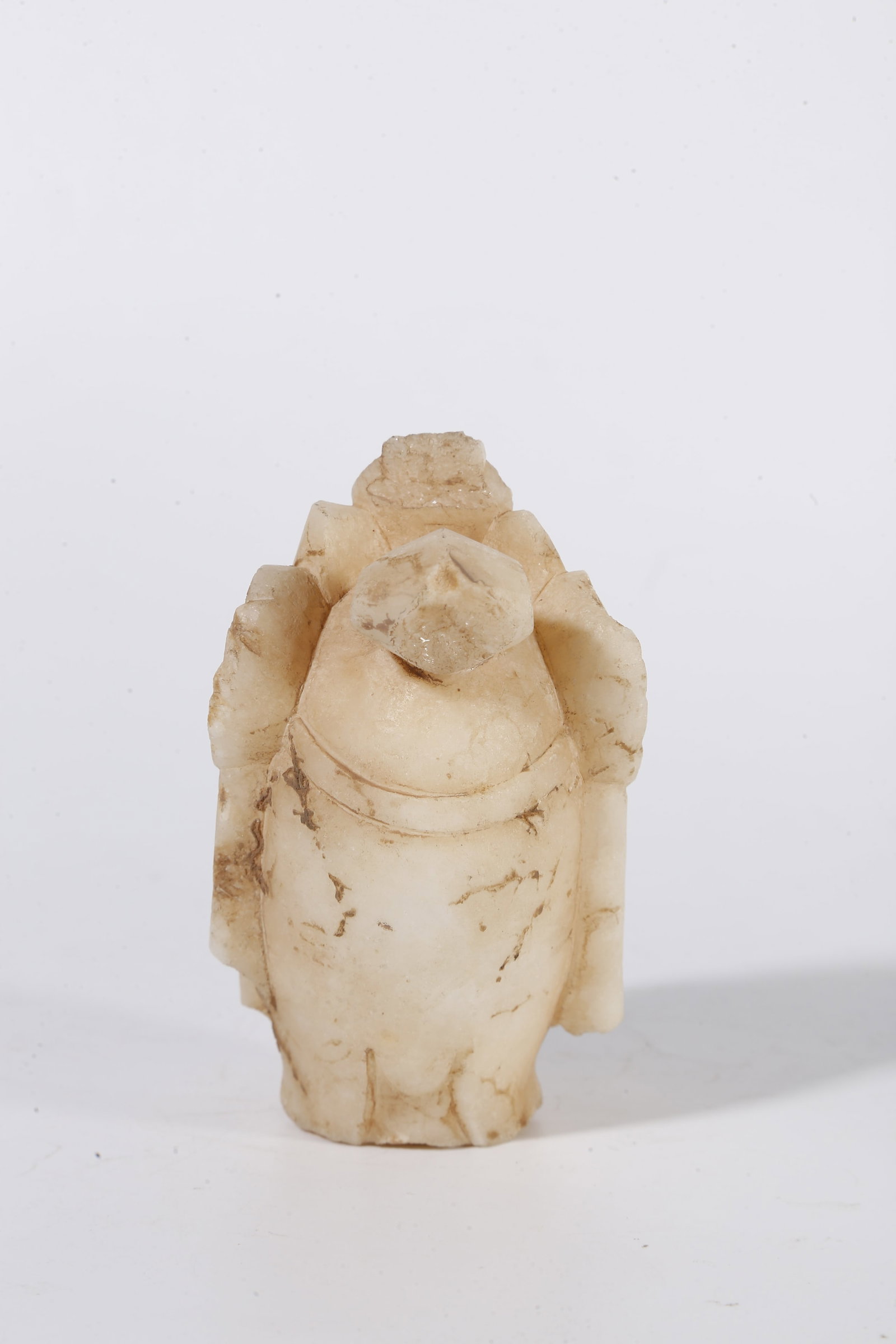 A WHITE MARBLE BUDDHA HEAD (SET) - 8