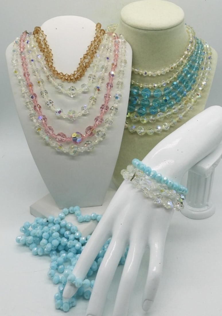 (10) VTG CRYSTAL NECKLACES & BRACELETS (1 of 4)