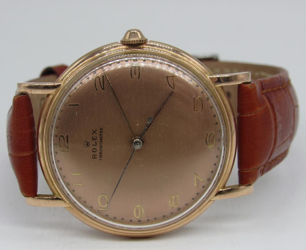 14KT PINK GOLD ROLEX DRESS WATCH REF 4222: 14KT PINK GOLD ROLEX DRESS WATCH REF 4222