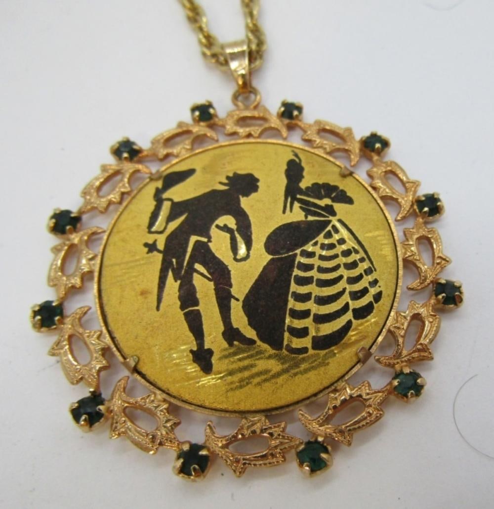 DAMASCENE COURTING COUPLE SPAIN PENDANT (1 of 2)