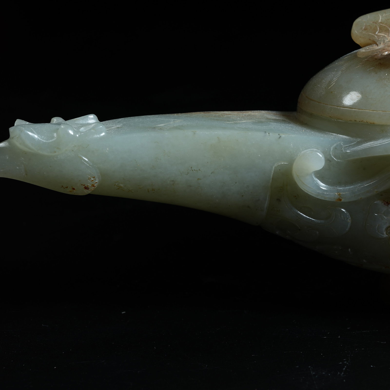 A ANCIENT JADE PHOENIX-SHAPED HANDLED POT - 3