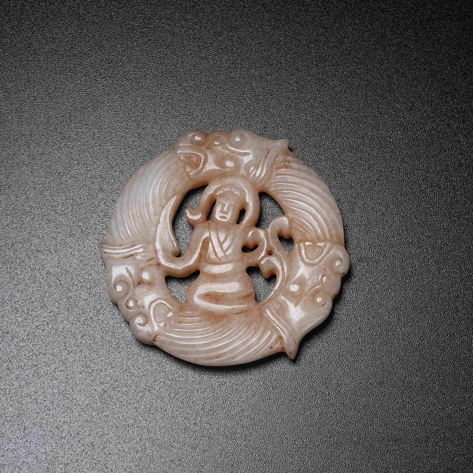 A ARCHAIC JADE BI CARVED WITH DANCER FIGURES (1 of 10)