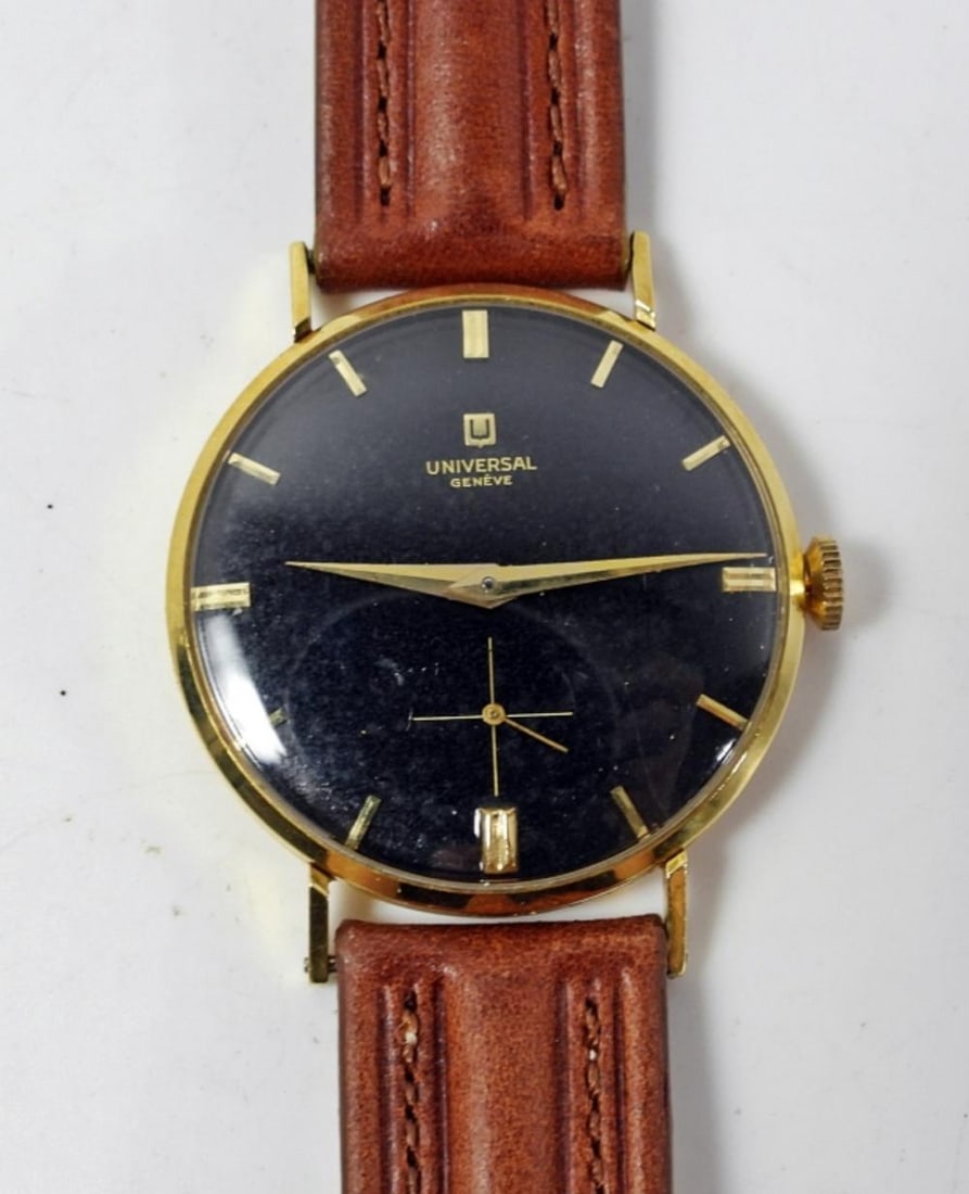 GENTS 18KT UNIVERSAL GENEVE DRESS WATCH: GENTS 18KT UNIVERSAL GENEVE DRESS WATCH