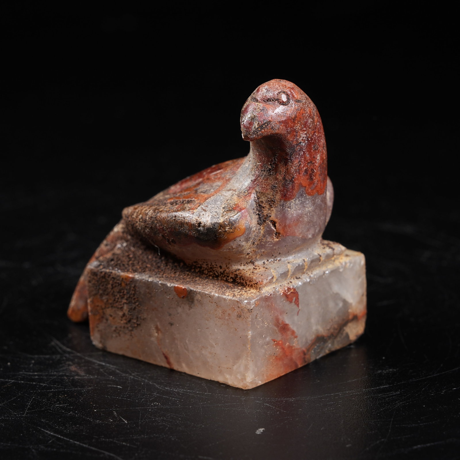 A WARRING STATES RED AGATE SEAL WITH PHOENIX KNOB (1 of 10)