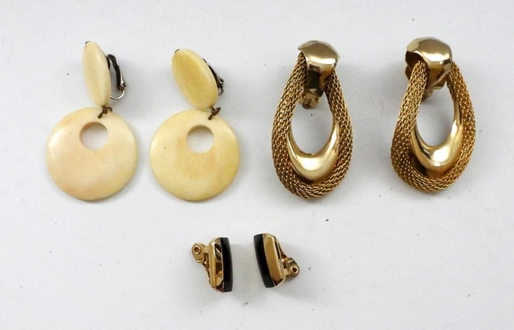 (3) PAIRS OF VINTAGE CLIP-ON EARRINGS: (3) PAIRS OF VINTAGE CLIP-ON EARRINGS