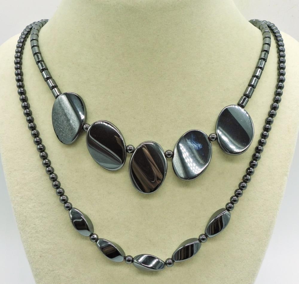 4 HEMATITE NECKLACES - 2