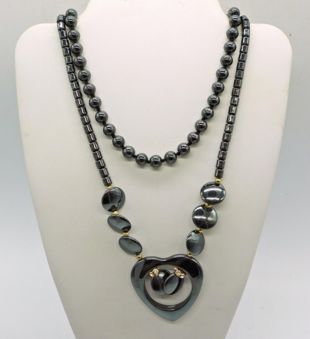 4 HEMATITE NECKLACES - 3