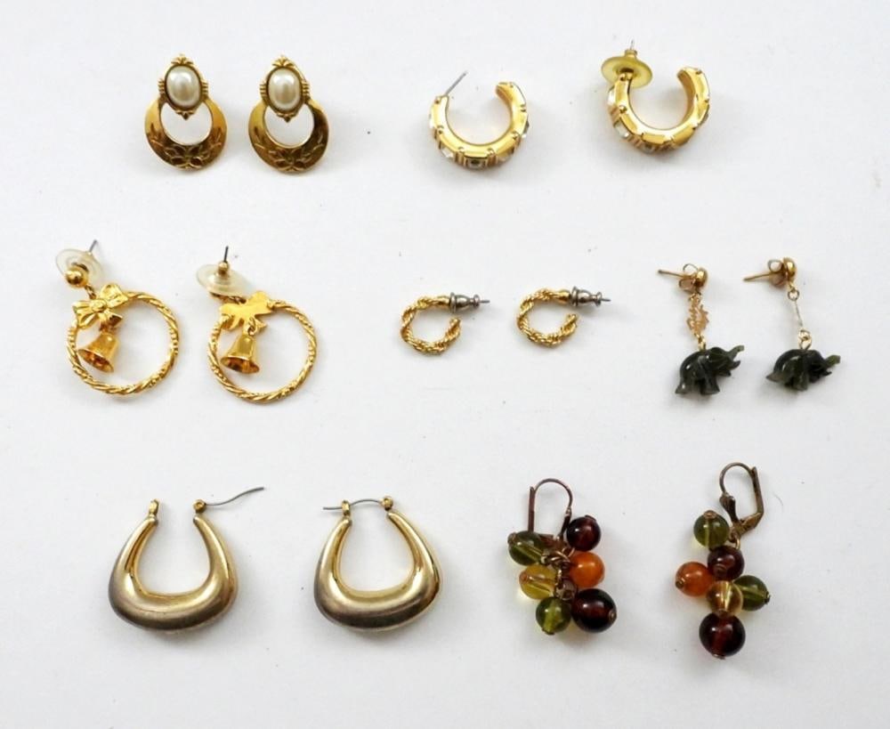(7) PAIRS OF VINTAGE PIERCED EARRINGS: (7) PAIRS OF VINTAGE PIERCED EARRINGS
