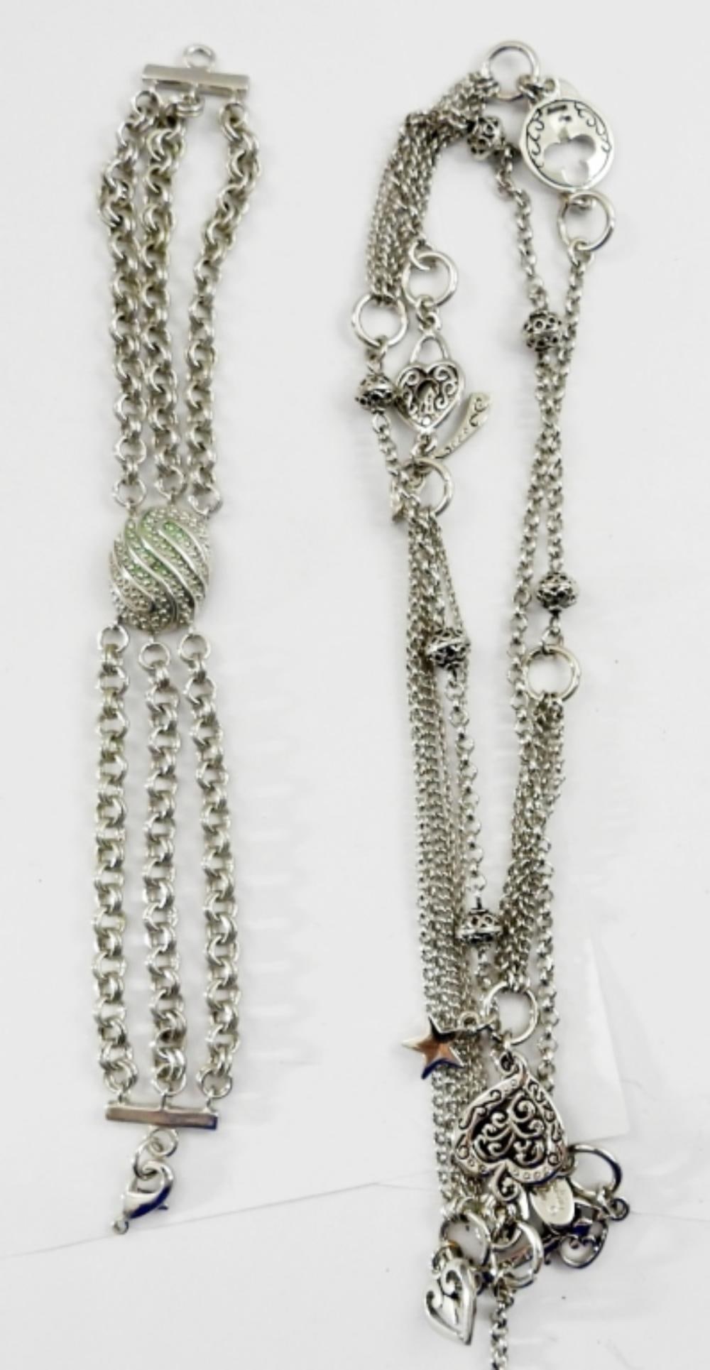 SILVER TONE NECKLACE AND BRACELET SET: SILVER TONE NECKLACE AND BRACELET SET